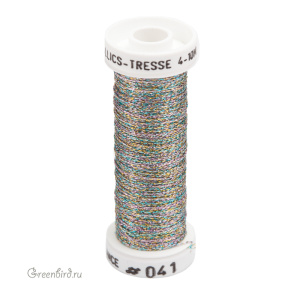 Металлизированная нить Tresse #4 AVAS, тройной меланж, 10 м (#4-041)