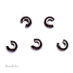 Бусина на кримп гладкая, gunmetal, уп.144 шт. (#CBC04BO)