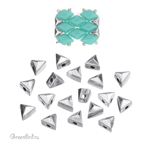 CYMBAL Металлическая боковая бусина GemDuo "Embourios", ант. серебро, 1 шт. (#GD-012841-SP)