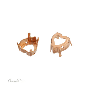 4884 Оправа для ювелирного кристалла Heart Fancy Stone 11х10 мм, томпак