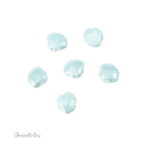 Бусина керамика "Ракушка" 12х10 мм, светло-голубой, 1 шт. (#SVA-CRM-39)