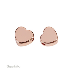 Бусина "Сердечко", розовое золото, 1 шт. (9S414), Корея