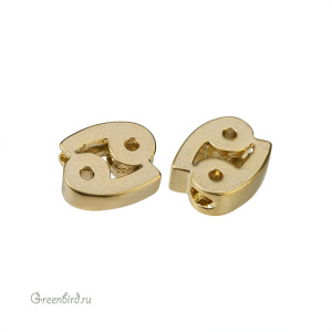 Бусина фигурная "Зодиак - Рак", матовое золото, 1 шт. (9JJ265), Корея