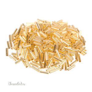Бисер MIYUKI Bugle 6mm – 24K Gold Lined (#195), 10 г