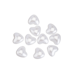 Жемчуг "Сердце" 16 мм, пластик, белый, уп.10 шт. (#CN-PRL-009)