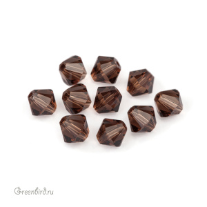 Swarovski 5328 Биконусы 6 мм, дымчатый топаз (#220), уп. 10 шт.