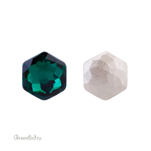 Swarovski 4683 Тонкий Гексагон 7,8x8,7 мм, изумруд (#205), 1 шт.