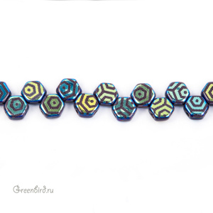 Honeycomb bead 6mm, Jet Laser Web AB, нить 30 шт. (#23980/28703WB)
