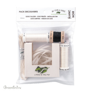 Набор ниток AVAS с шелковой лентой, Blanc/Noir