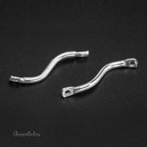 Коннектор "Изогнутая палочка", родий, 1 шт. (9H858), Корея