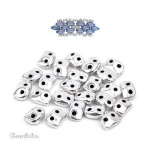 CYMBAL Металлическая бусина SuperDuo "Vitali", ант. серебро, 1 шт. (#SD-012356-SP)