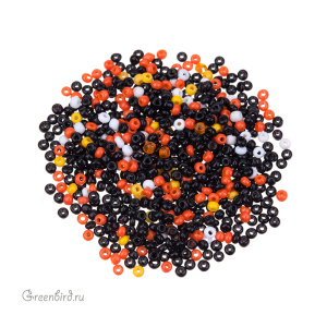 Винтажный бисер, микс 12/0, Black/White/Red (#MIX11)