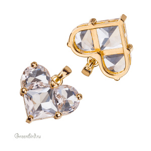 Подвеска "Большое кристальное сердце", фианиты, золото (#SVA-FIAN-086G)