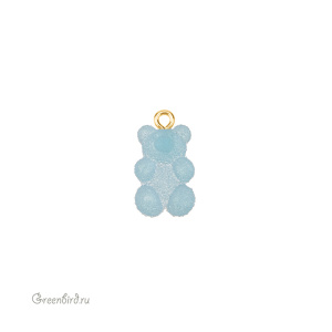 Подвеска "Мармеладный мишка сахарный", золото, бирюзовый, 1 шт. (#SVA-BASE-087G)