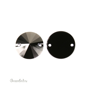 Swarovski пришивные 3200 Риволи 14 мм, черный гематит (#280HEM), 1 шт.