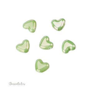 Бусина керамика "Сердце" 15х13 мм, зеленый, 1 шт. (#SVA-CRM-26)
