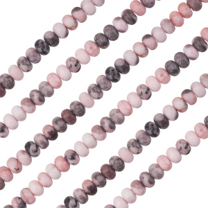 Бусины Яшма розовая 5x8 мм, круглые, розовый, нить (#SVA-NTS-39)