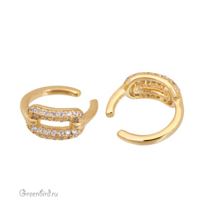 Кафф-колечко с фианитами "Звено", золото, 1 шт. (#SV1701-K13)