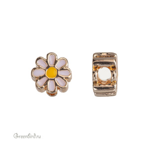 Бусина с эмалью "Маргаритка", золото, 1 шт. (#SV1701-Bead-20)