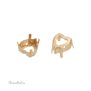 4884 Оправа для ювелирного кристалла Heart Fancy Stone 11х10 мм, золото