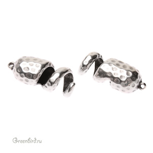 Концевик для толстого шнура, ант. серебро, 1 шт (#CR030AS)