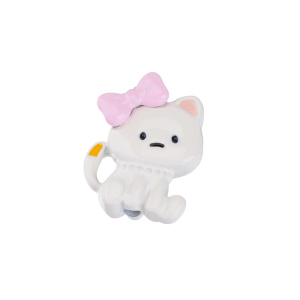 Бусина "Кошка с бантом", молочный, 1 шт (#CN-BM-034)