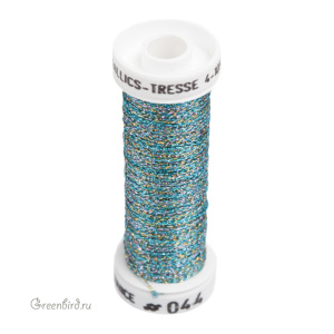 Металлизированная нить Tresse #4 AVAS, бирюзовый меланж, 10 м (#4-044)