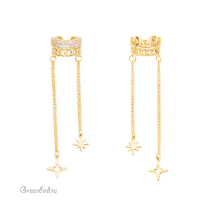 Кафф-колечко с фианитами "Галактика", золото, 1 шт. (#SV1701-K23)