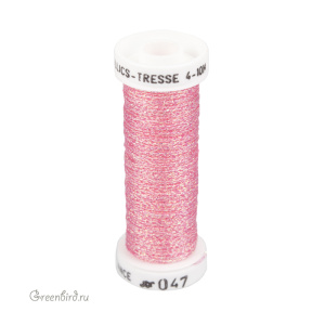 Металлизированная нить Tresse #4 AVAS, розовый AB, 10 м (#4-047)