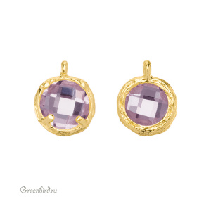 Подвеска круглая с кристаллом, 7,5 мм, золото, Blush Rose (#SVA-FIAN-162G)
