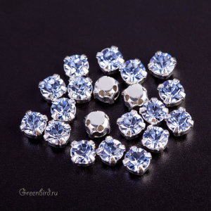 53200 Chaton Montees SS16 (4мм) в оправе, серебро – Light Sapphire (#211)