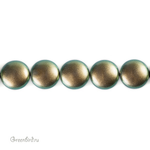 Swarovski 5860 Жемчуг плоский 16x9 мм, иризирующий зеленый (#930), 1 шт.