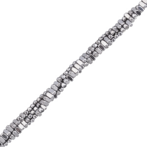 Бусины Геметин 4x2мм, палочки, цвет: никель, нить (#SV-HMT-95)