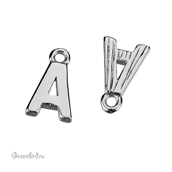 Подвеска буква "A", родий, 1 шт. (#SVA-LR-A)