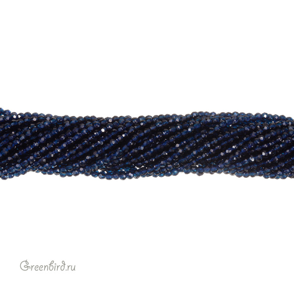 Бусины граненые рондели "Мини", кобальт, круглые, нить (#SVAB-R2008)